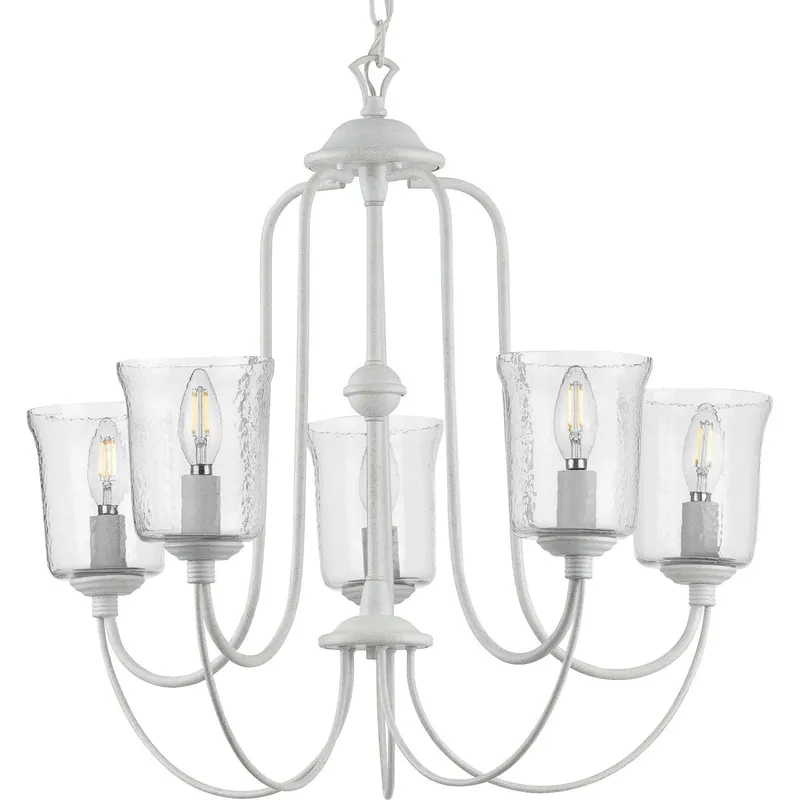 Bowman Collection Five-Light Clear Chiseled Glass Chandelier Light — Progress Lighting LED Landscape Lights  