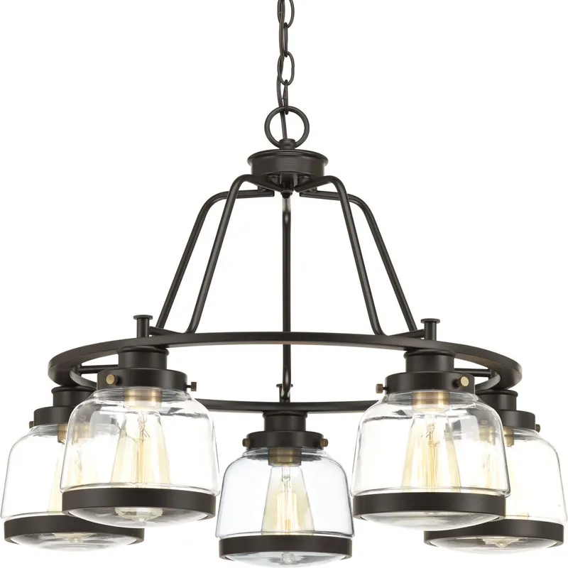 Judson Collection Five-Light Clear Glass Chandelier Light — Progress Lighting LED Landscape Lights  