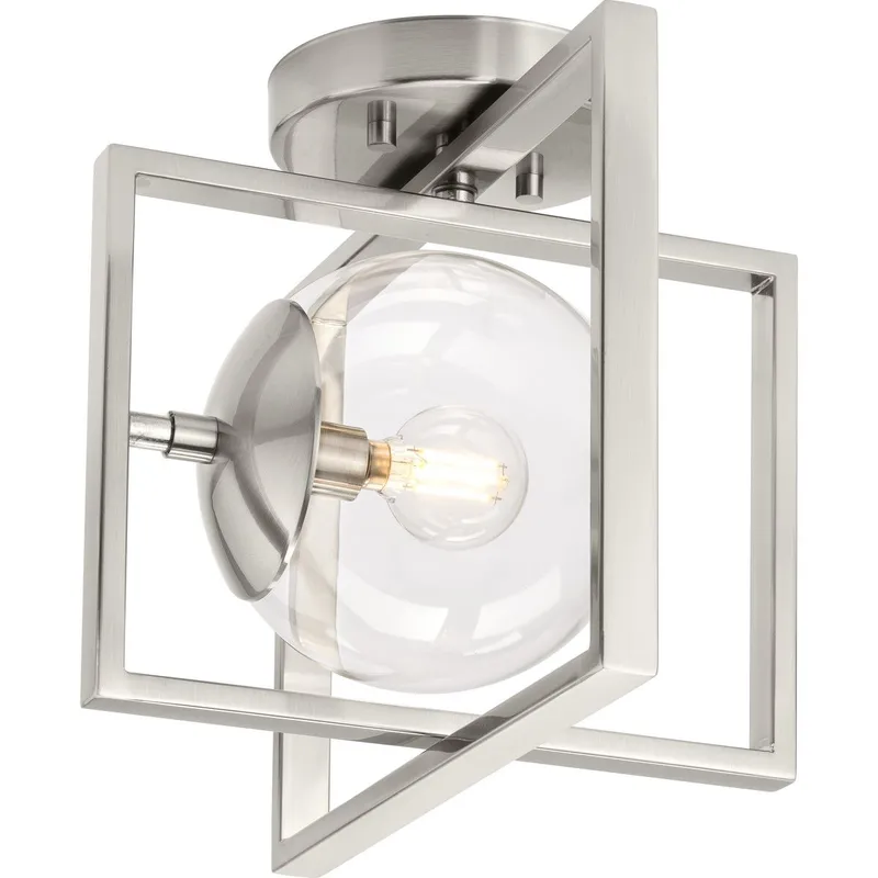 Atwell Collection 10" One-Light Clear Glass Semi-Flush Mount Light — Progress Lighting LED Post Top Lights  