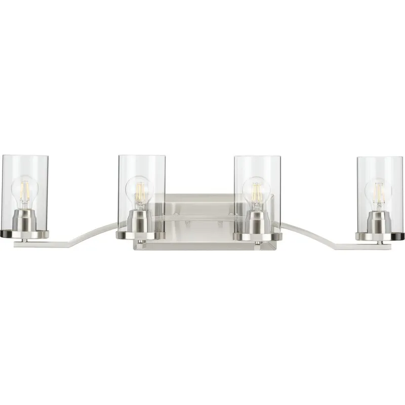 Lassiter Collection Four-Light Clear Glass Bath Vanity Light — Progress Lighting LED Wall Lights  