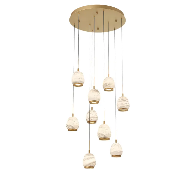 LUCIDATA 12137-030, 9 Light Round LED Chandelier — Lib&Co. LED Pendant Lights 90.0W 3000K