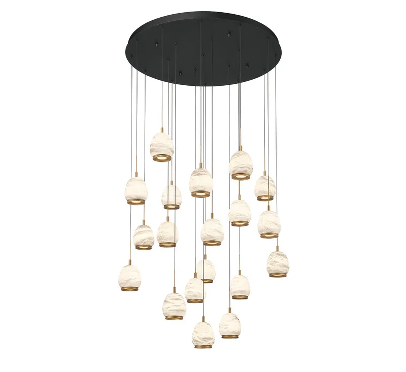 LUCIDATA 12138-02, 19 Light Round LED Chandelier — Lib&Co. LED Pendant Lights 190.0W 3000K