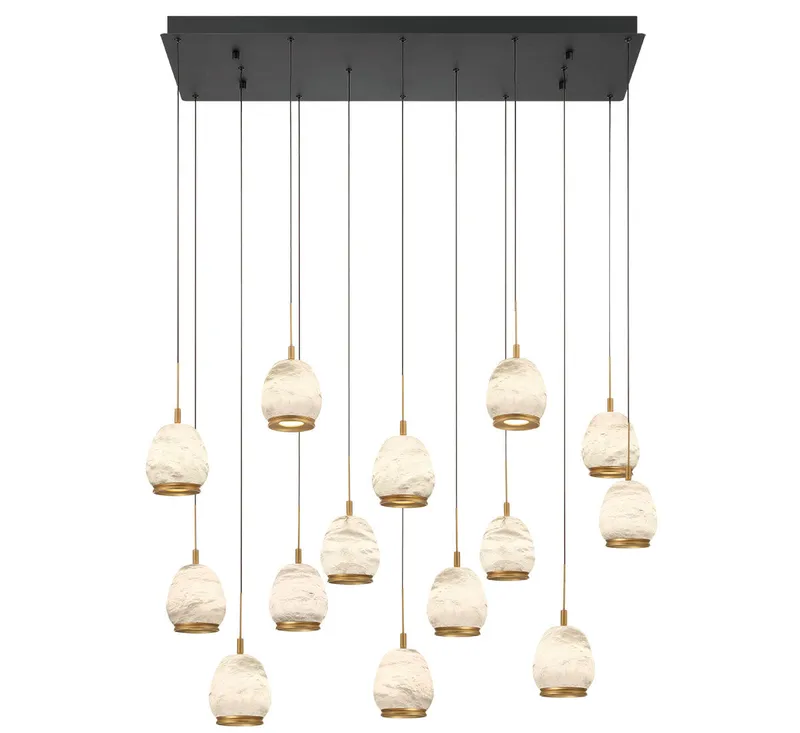 LUCIDATA 12142-02, 14 Light Rectangular LED Chandelier — Lib&Co. LED Pendant Lights 140.0W 3000K