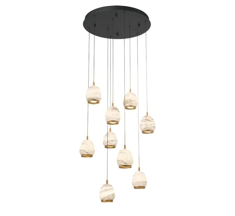 LUCIDATA 12137-02, 9 Light Round LED Chandelier — Lib&Co. LED Pendant Lights 90.0W 3000K
