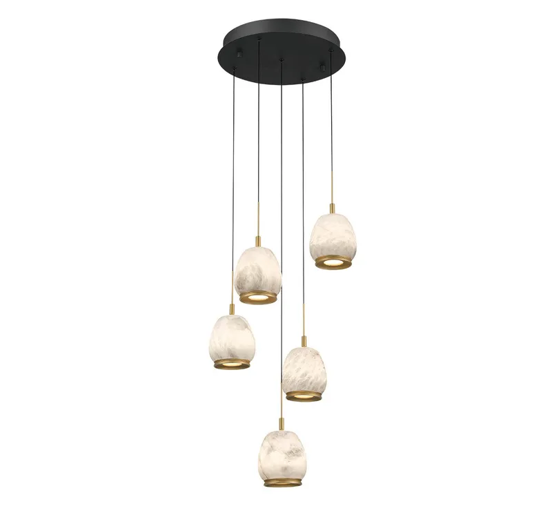 LUCIDATA 12263-02, 5 Light Round LED Chandelier — Lib&Co. LED Pendant Lights 50.0W 3000K