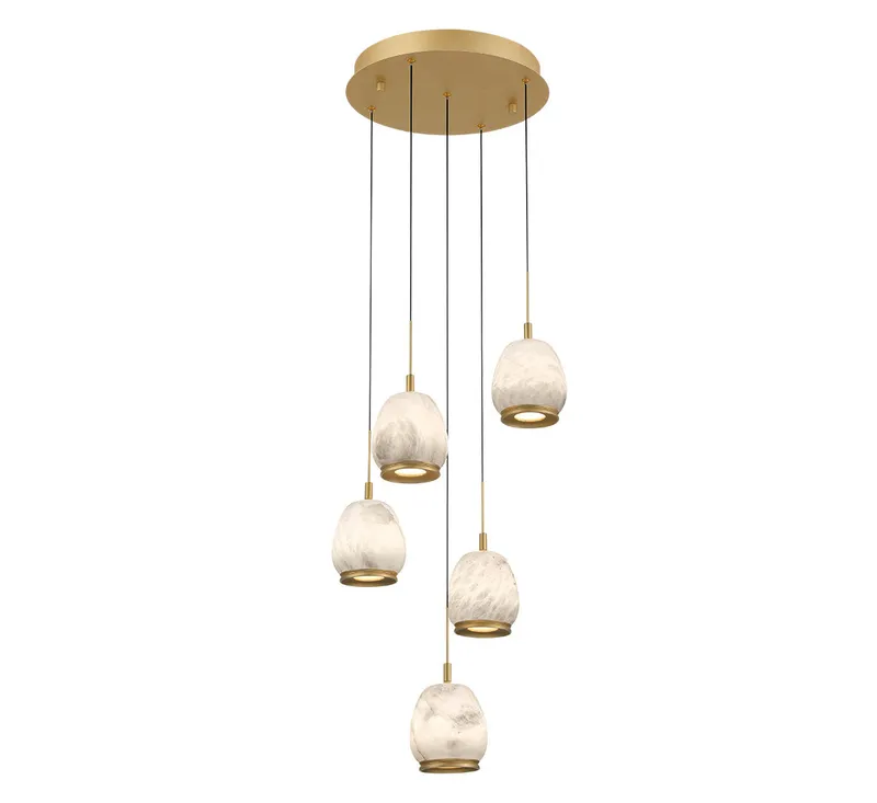 LUCIDATA 12263-030, 5 Light Round LED Chandelier — Lib&Co. LED Pendant Lights 50.0W 3000K