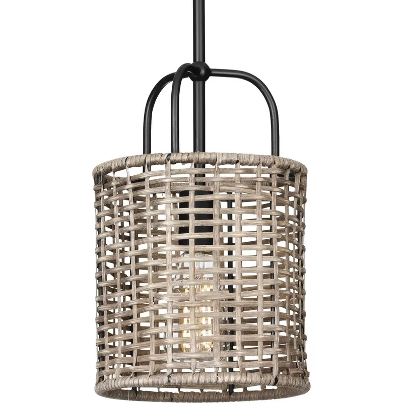 Lavelle Collection One-Light Mocha finish Rattan Hanging Mini-Pendant Light — Progress Lighting LED Landscape Lights  