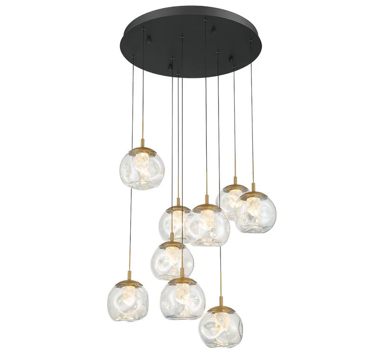 CAMERINO 12441-02, 9 Light Round LED Chandelier — Lib&Co. LED Pendant Lights 72.0W 3000K