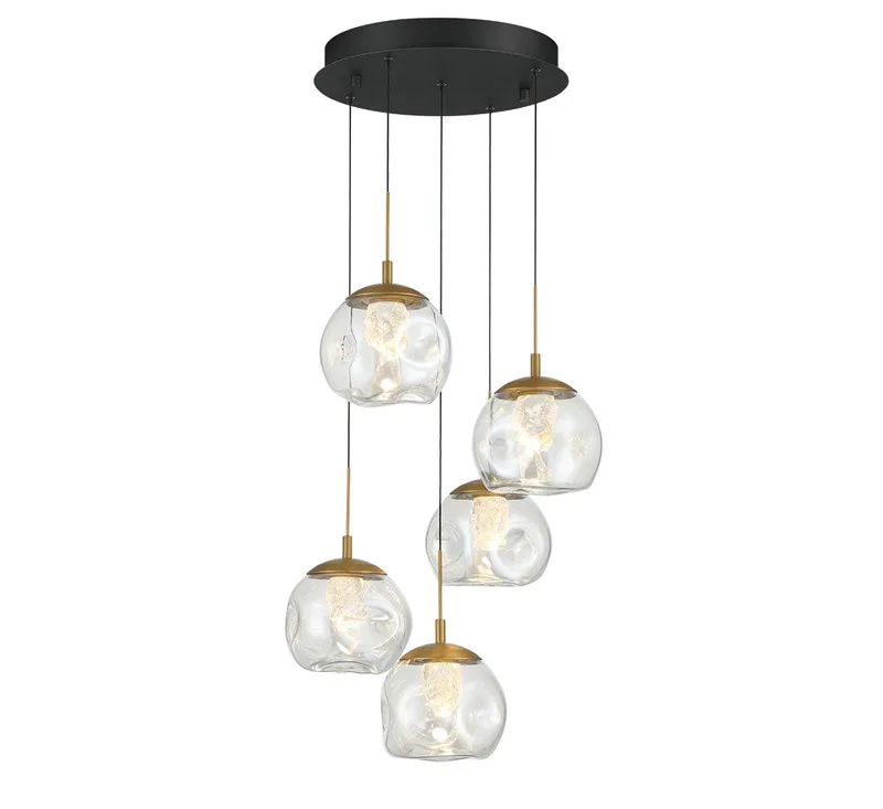 CAMERINO 12440-02, 5 Light Round LED Chandelier — Lib&Co. LED Pendant Lights 40.0W 3000K