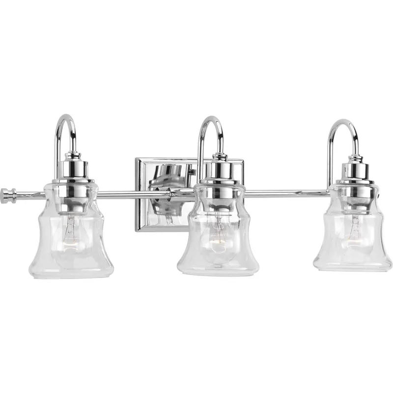Litchfield Collection Three-Light Clear Glass Bath Vanity Light — Progress Lighting LED Wall Lights  