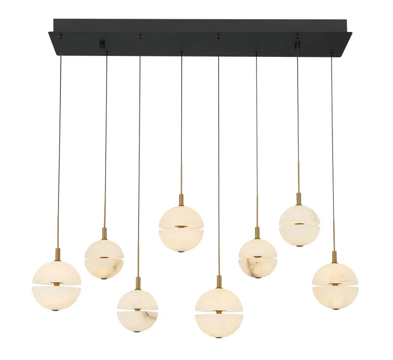 CORFU 12376-02, 8 Light Rectangular LED Chandelier — Lib&Co. LED Pendant Lights 64.0W 3000K