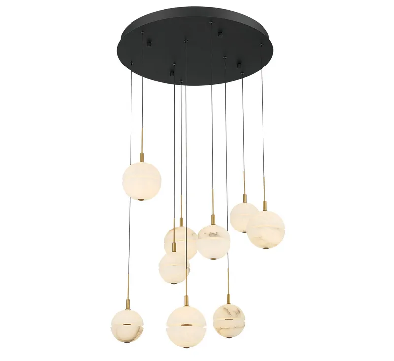 CORFU 12372-02, 9 Light Round LED Chandelier — Lib&Co. LED Pendant Lights 70.0W 3000K