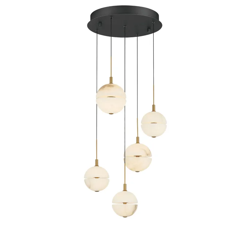 CORFU 12371-02, 5 Light Round LED Chandelier — Lib&Co. LED Pendant Lights 28.0W 3000K
