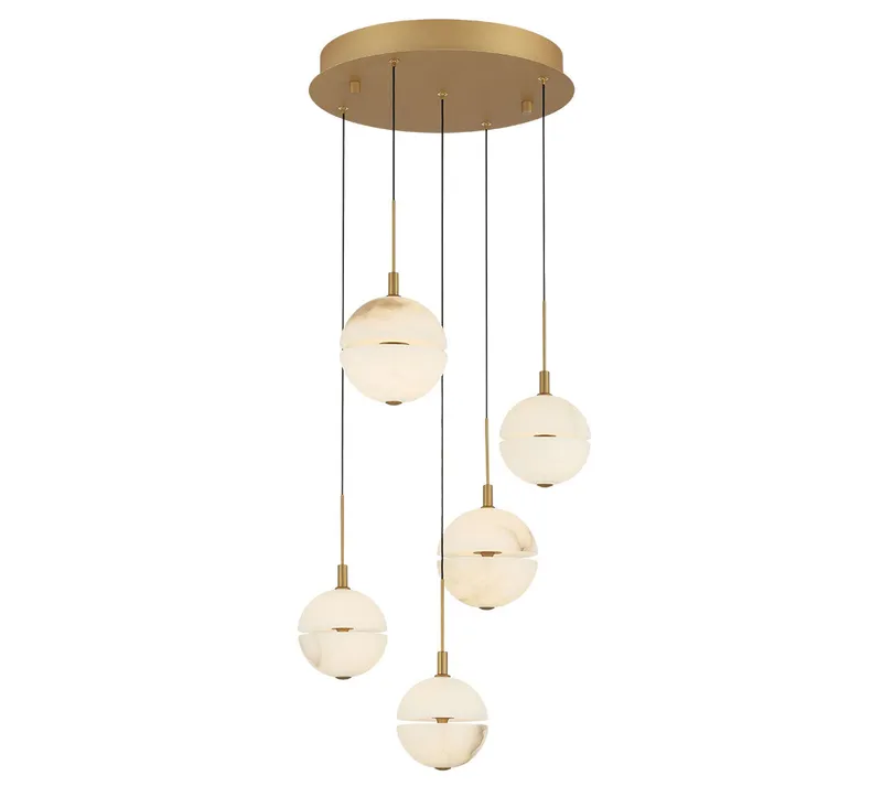 CORFU 12371-030, 5 Light Round LED Chandelier — Lib&Co. LED Pendant Lights 28.0W 3000K