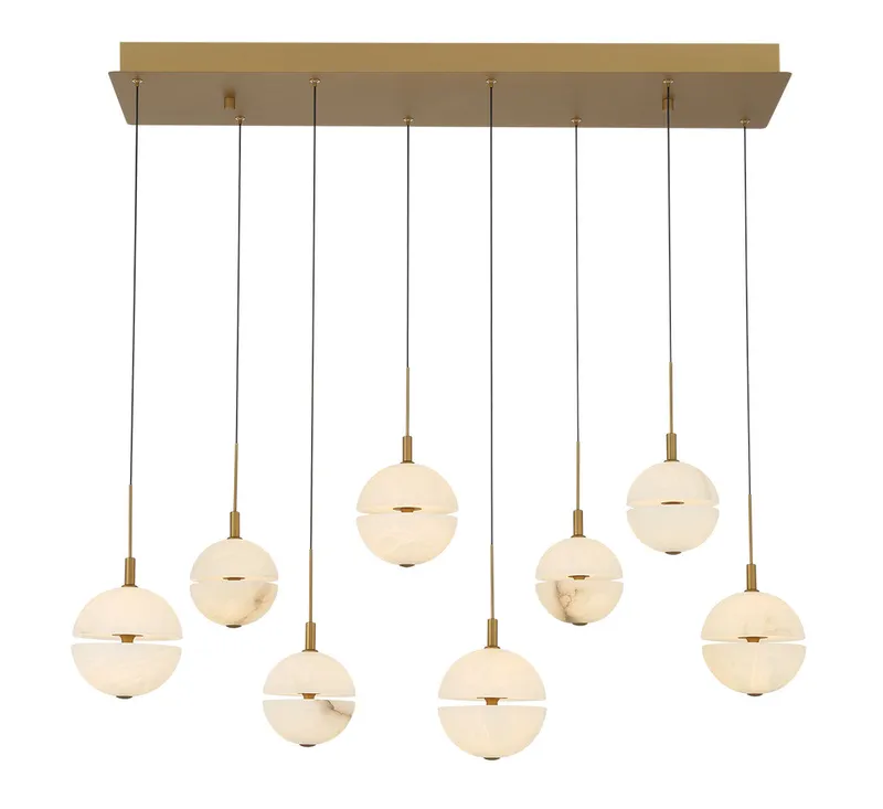 CORFU 12376-030, 8 Light Rectangular LED Chandelier — Lib&Co. LED Pendant Lights 64.0W 3000K