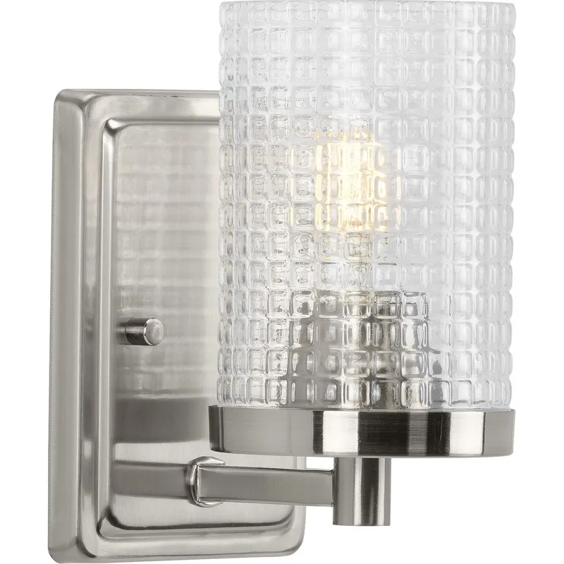 Fawcett Collection One-Light Clear Patterned Glass Bath Vanity Light — Progress Lighting LED Wall Lights  