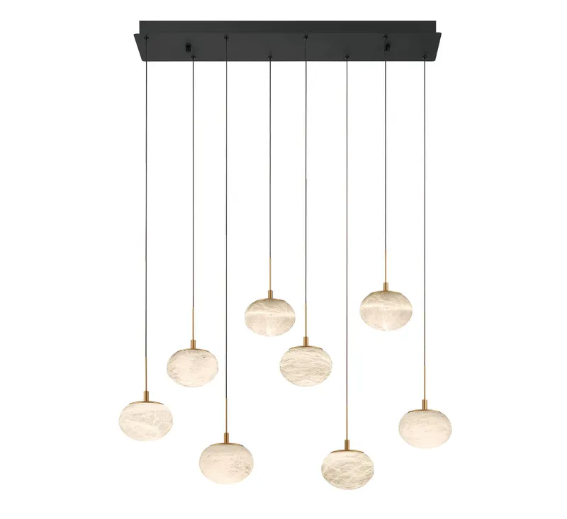 CALCOLO 12124-02, 8 Light Rectangular LED Chandelier — Lib&Co. LED Pendant Lights 64.0W 3000K