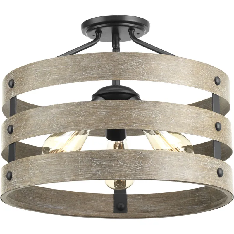 Gulliver Collection Three-Light 17" Semi-Flush Convertible — Progress Lighting LED Post Top Lights  