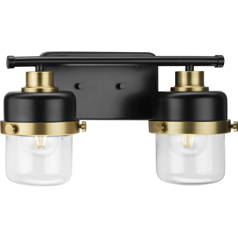 Beckner Collection Two-Light Clear Glass Bath Light — Progress Lighting LED Wall Lights  