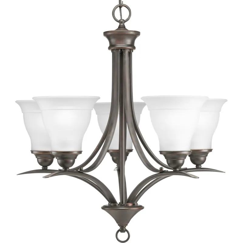 Trinity Collection Five-Light Etched Glass Chandelier Light — Progress Lighting LED Landscape Lights  