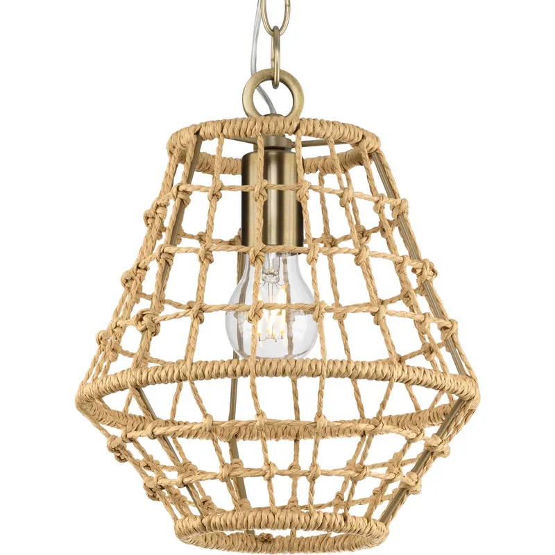 Laila Collection One-Light Pendant with Woven Jute Accent — Progress Lighting LED Landscape Lights  