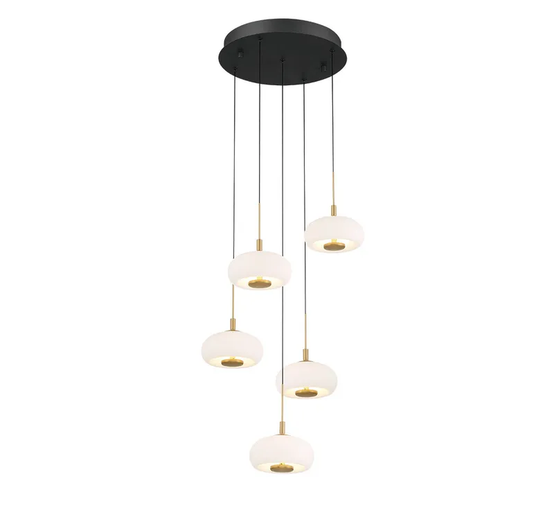 ADELFIA 12265-02, 5 Light Round LED Chandelier — Lib&Co. LED Pendant Lights 37.5W 3000K