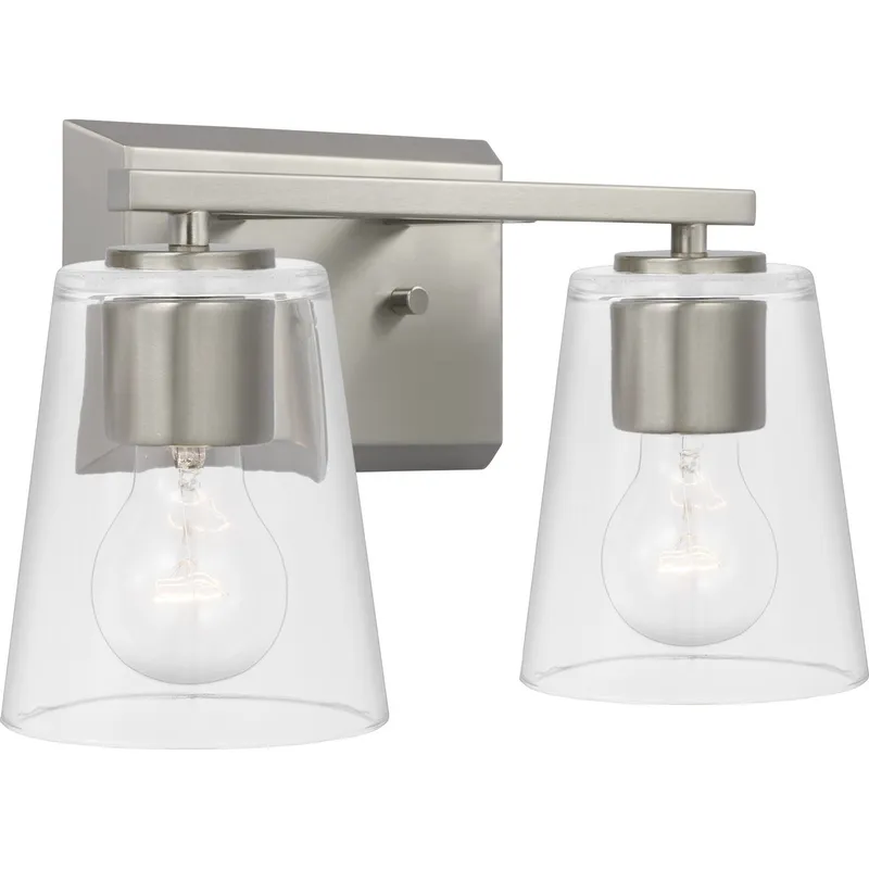 Vertex Collection Two-Light Clear Glass Bath Light — Progress Lighting LED Wall Lights  
