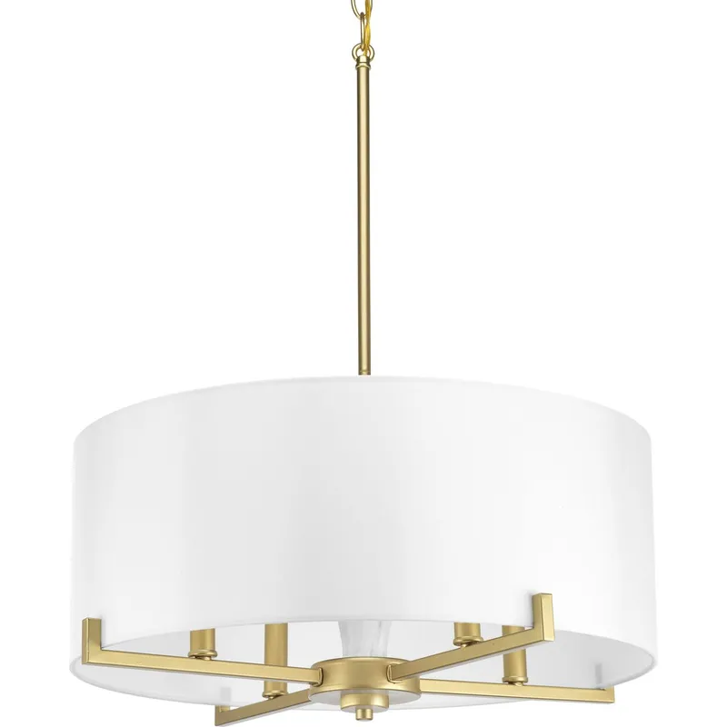 Palacio Collection Four-Light Vintage Gold White Silk Shade Pendant Light — Progress Lighting LED Landscape Lights  