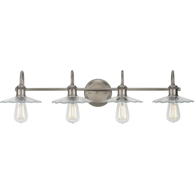 Fayette Collection Four-Light Clear Glass Bath Vanity Light — Progress Lighting LED Wall Lights  