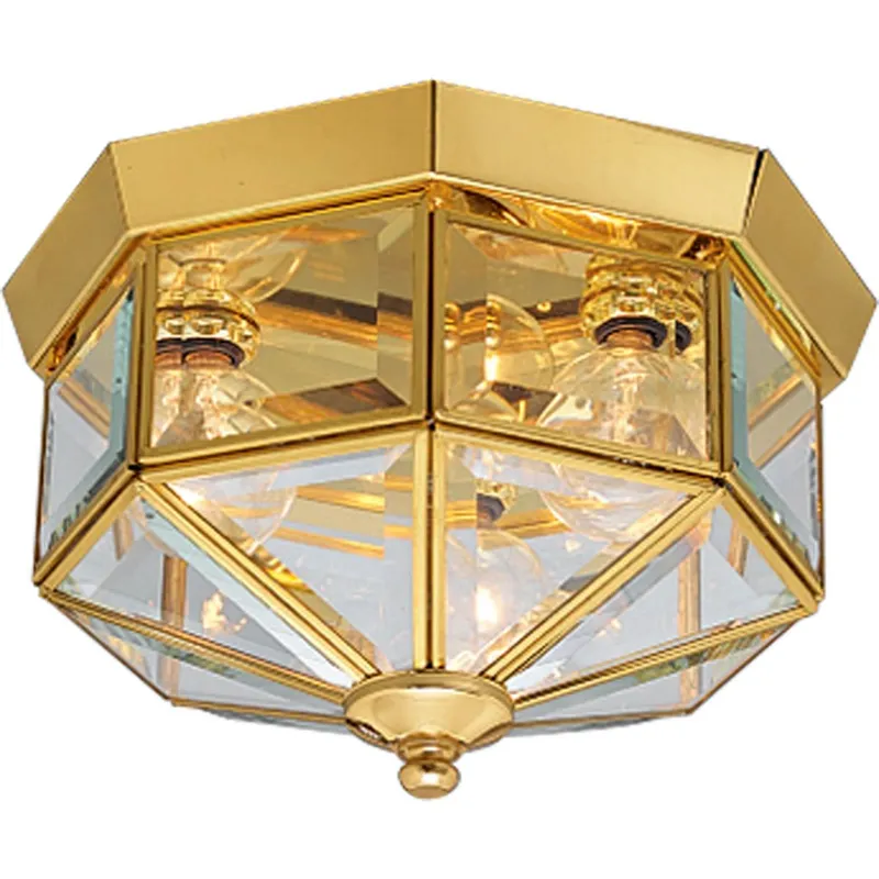 Three-Light Beveled Glass 9-3/4" Close-to-Ceiling — Progress Lighting LED Post Top Lights  