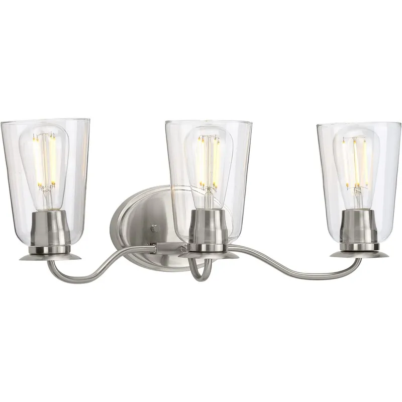 Durrell Collection Three-Light Clear Glass Bath Vanity Light — Progress Lighting LED Wall Lights  