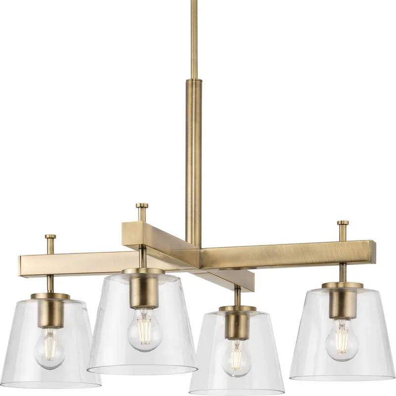Saffert Collection Four-Light Clear Glass Chandelier Light — Progress Lighting LED Landscape Lights  