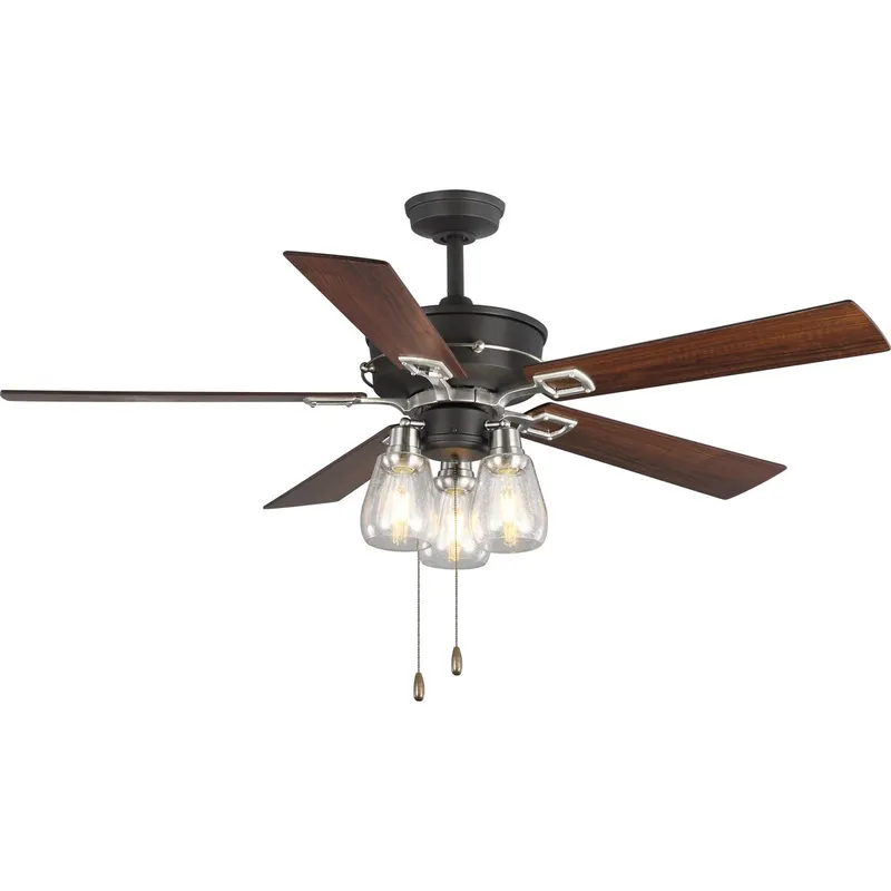 Teasley Collection 56" Five-Blade Ceiling Fan With Glass Shades — Progress Lighting LED Lighting Accessories  