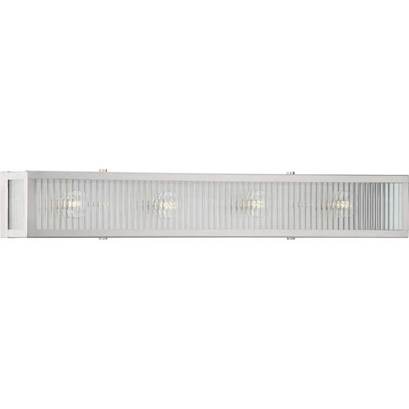 Dwyer Collection Four-Light Clear Ribbed Glass Bath Vanity Light — Progress Lighting LED Wall Lights  