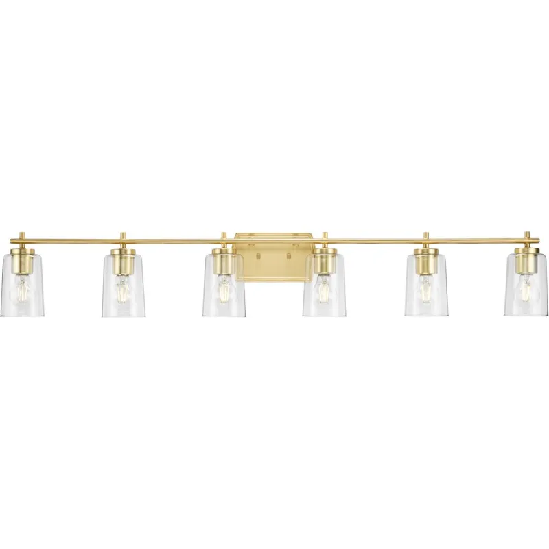 Adley Collection Six-Light Clear Glass Bath Vanity Light — Progress Lighting LED Wall Lights  