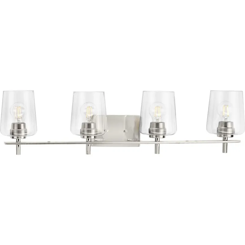 Calais Collection Four-Light Clear Glass Bath Vanity Light — Progress Lighting LED Wall Lights  
