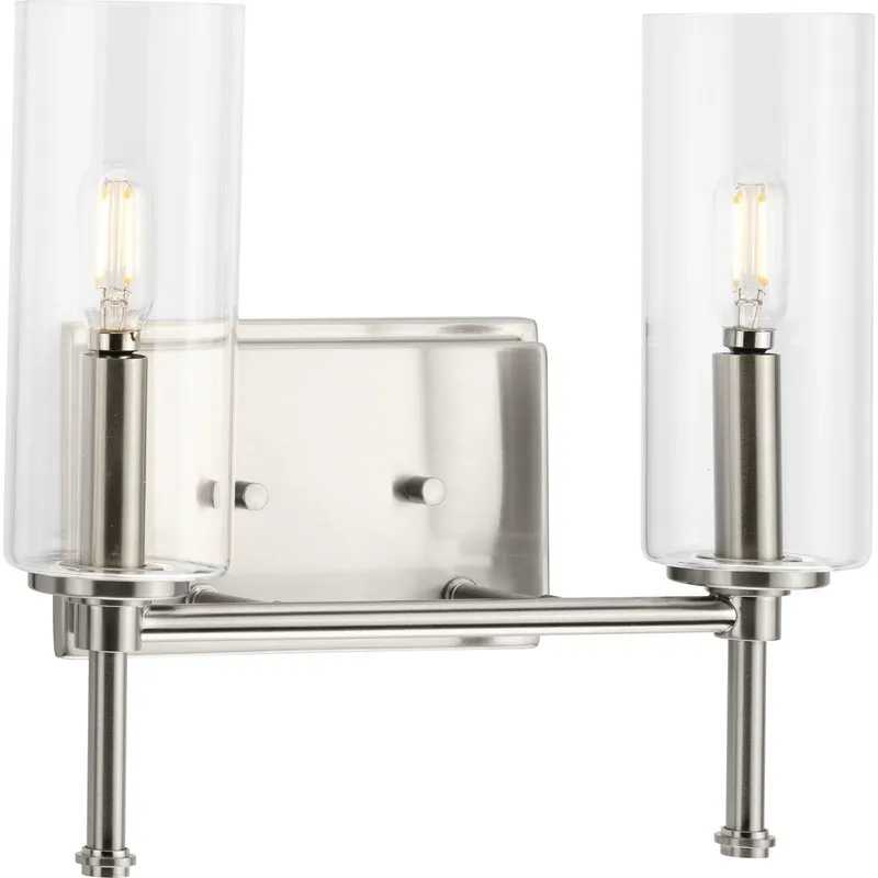 Elara Collection Two-Light Clear Glass Bath Vanity Light — Progress Lighting LED Wall Lights  