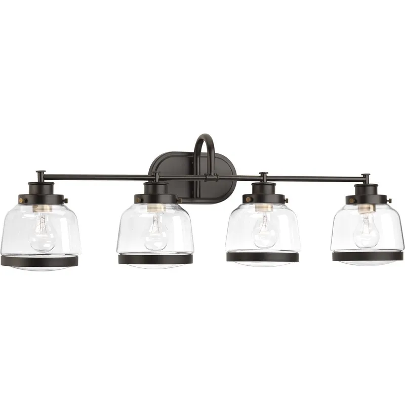 Judson Collection Four-Light Clear Glass Bath Vanity Light — Progress Lighting LED Wall Lights  