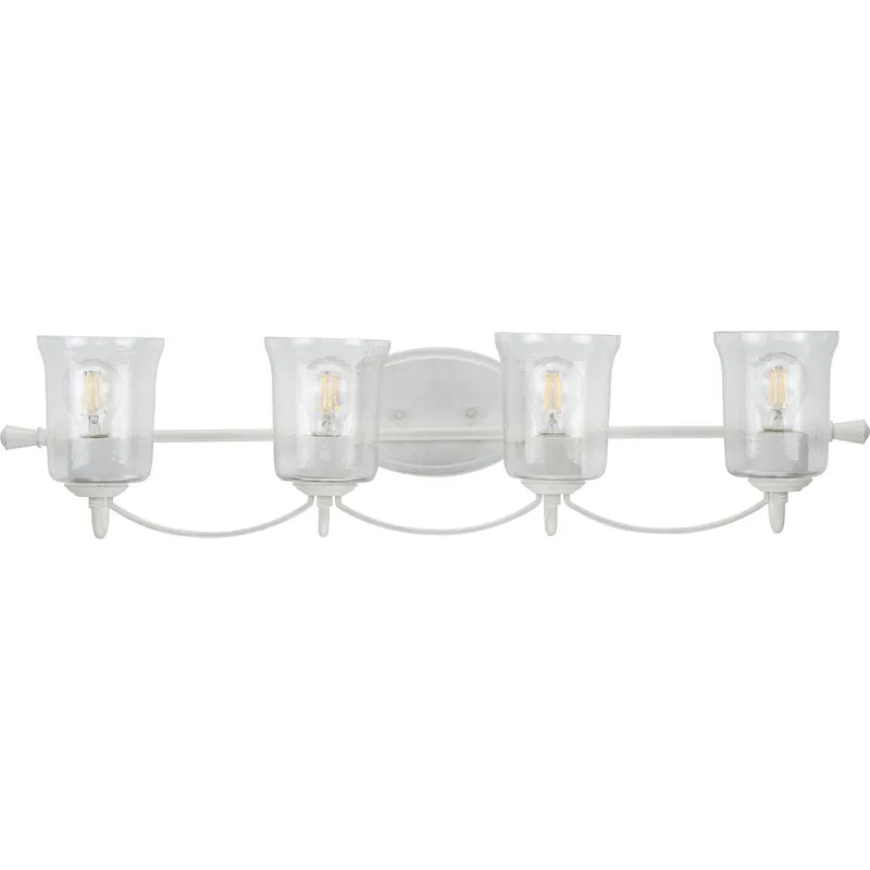Bowman Collection Four-Light Clear Chiseled Glass Bath Vanity Light — Progress Lighting LED Wall Lights  