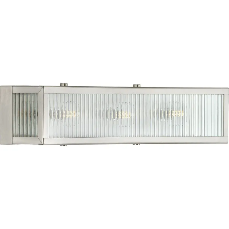Dwyer Collection Three-Light Clear Ribbed Glass Bath Vanity Light — Progress Lighting LED Wall Lights  