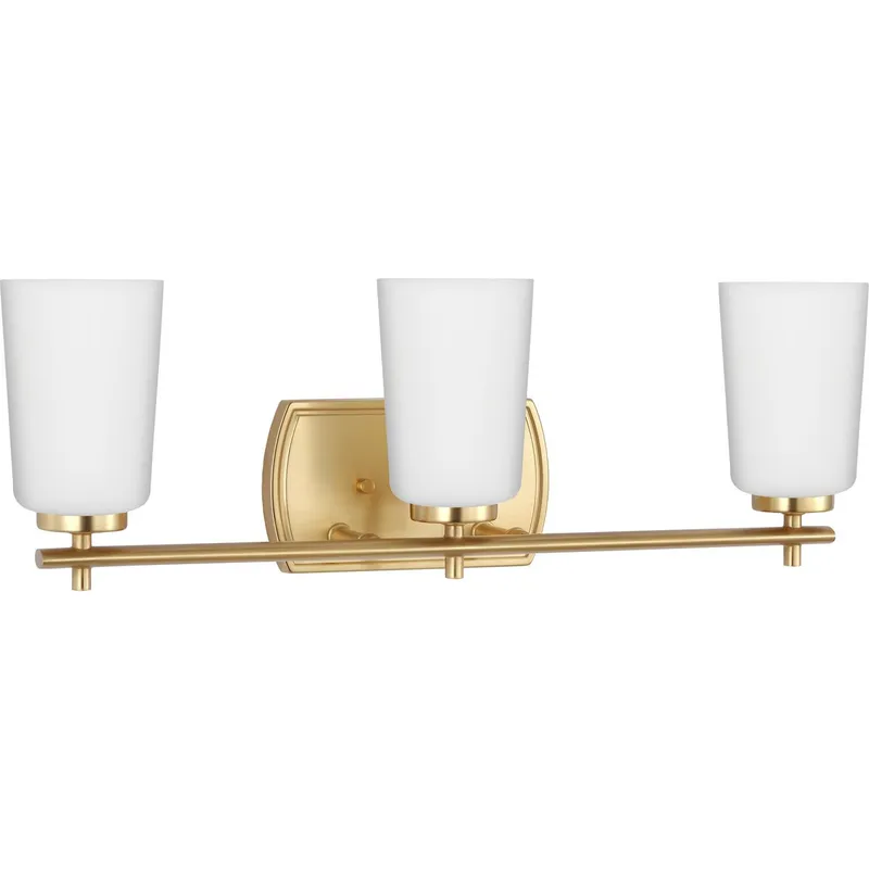 Adley Collection Three-Light Etched Opal Glass Bath Vanity Light — Progress Lighting LED Wall Lights  