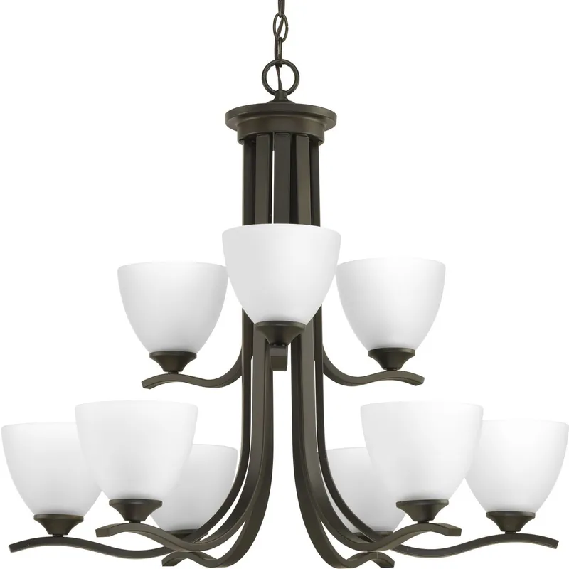 Laird Collection Nine-Light Etched Glass Chandelier Light — Progress Lighting LED Landscape Lights  