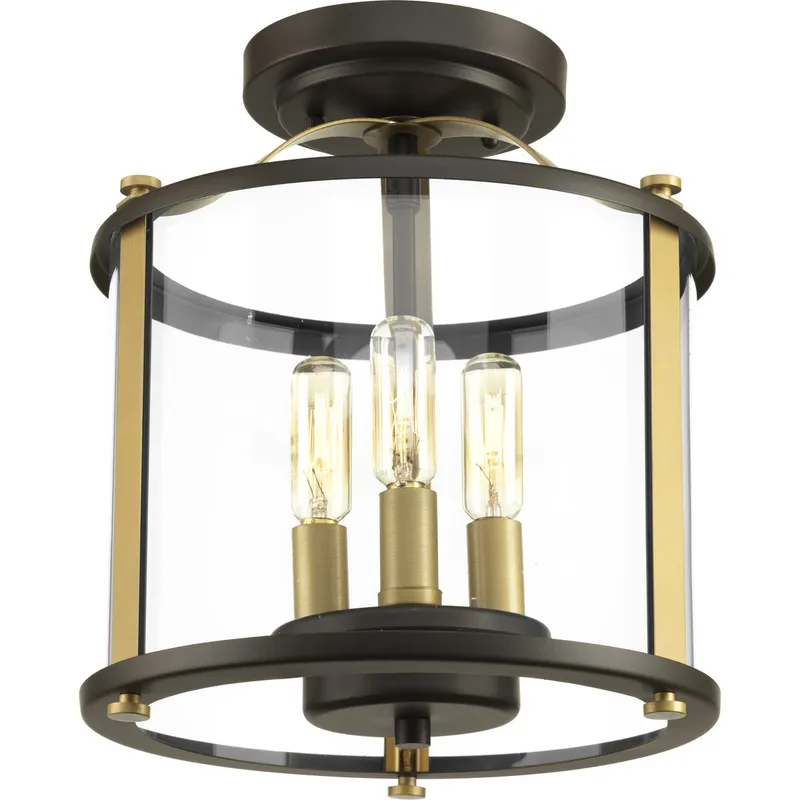 Squire Collection Three-Light Semi-Flush Convertible — Progress Lighting LED Landscape Lights  
