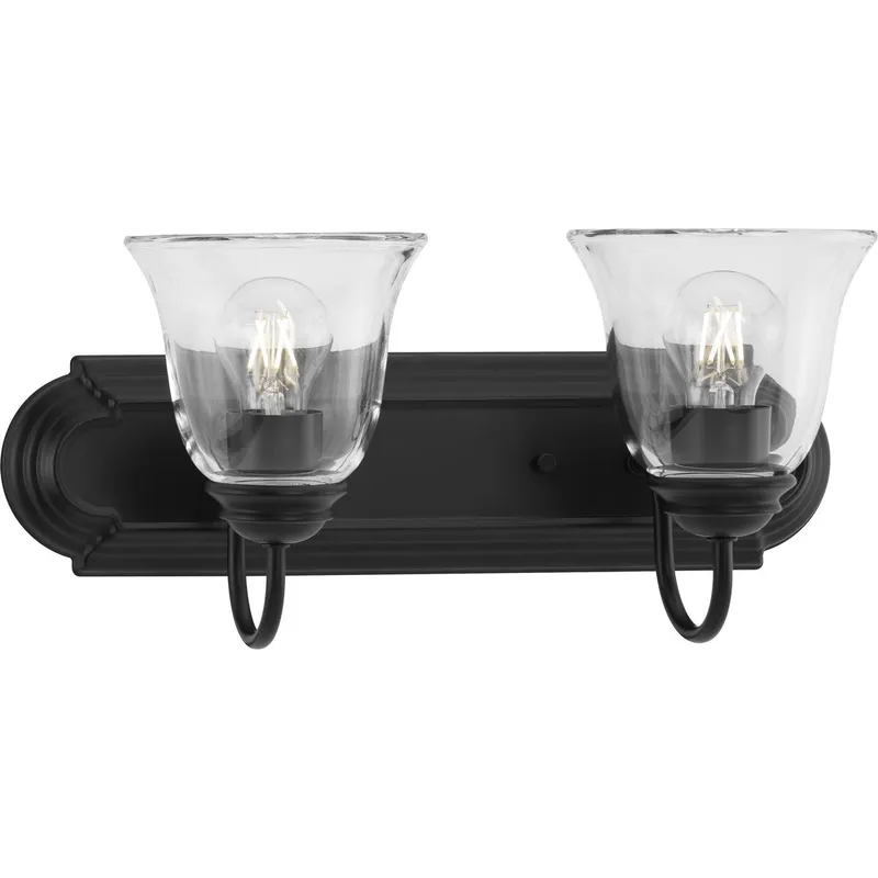 Two-Light Bath Vanity Light with Clear Glass for Bathroom — Progress Lighting LED Wall Lights  
