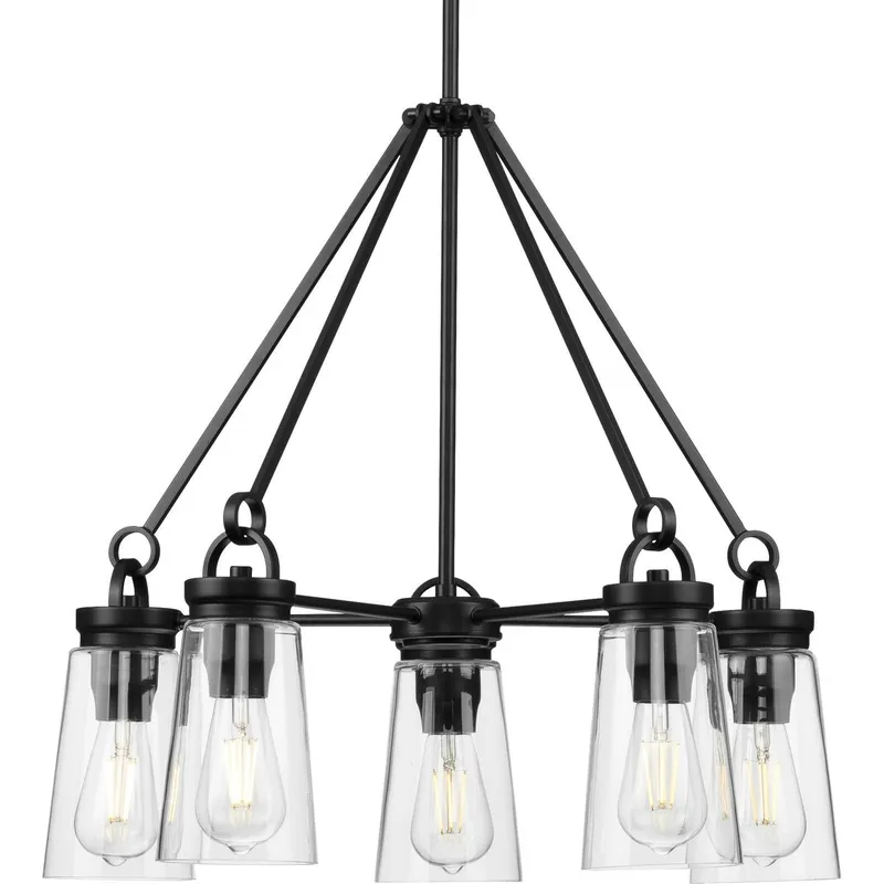 Stockbrace Collection Five-Light Clear Glass Chandelier Light — Progress Lighting LED Landscape Lights  