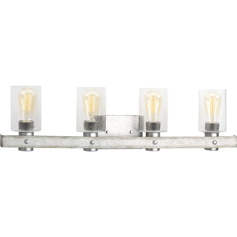 Gulliver Collection Four-Light Clear Seeded Glass Bath Vanity Light — Progress Lighting LED Wall Lights  
