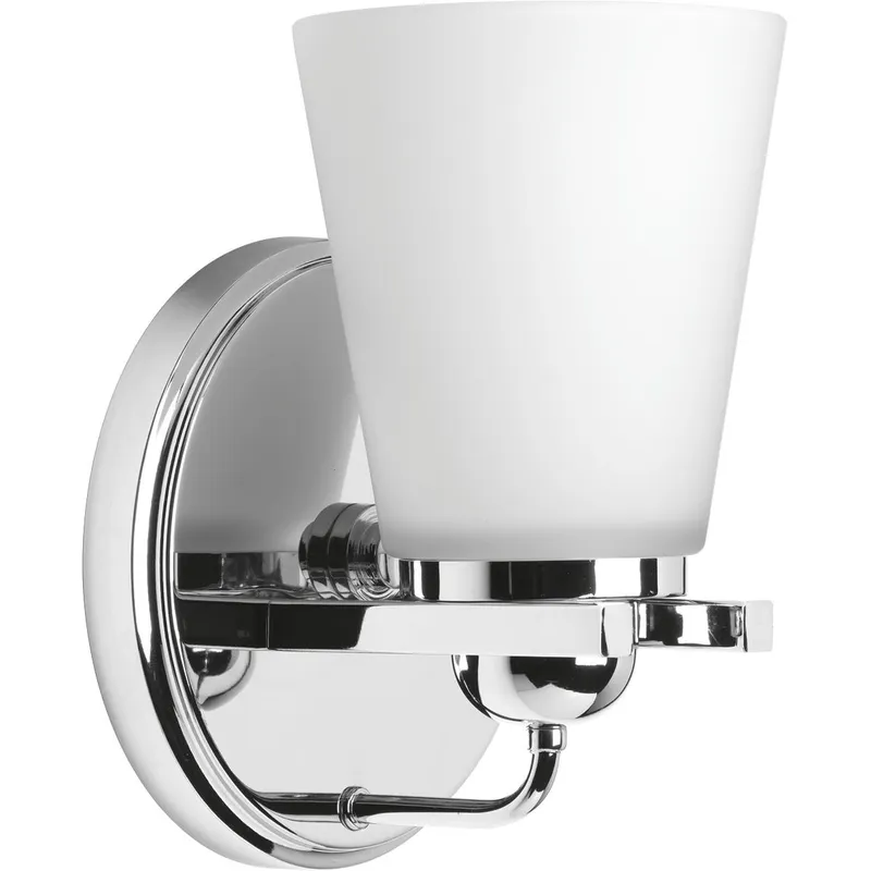 Flight Collection One-Light Etched Glass Bath Vanity Light — Progress Lighting LED Wall Lights  