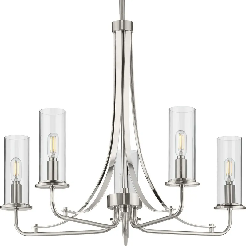 Riley Collection Five-Light Clear Glass Chandelier Light — Progress Lighting LED Landscape Lights  