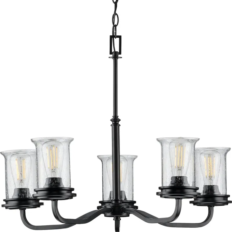 Winslett Collection Five-Light Clear Seeded Glass Chandelier Light — Progress Lighting LED Landscape Lights  