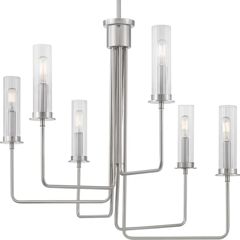 Rainey Collection Six-Light Clear Fluted Ribbed Glass Chandelier Light — Progress Lighting LED Landscape Lights  